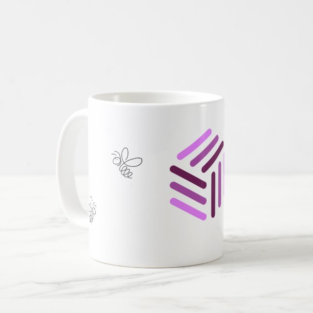 Biodlarens vita Mugg med Lila Logotyp (Framsida vänster)