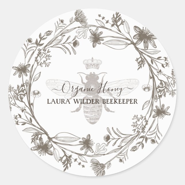 Biodlarhonungsbigård Runt Klistermärke (Framsida)