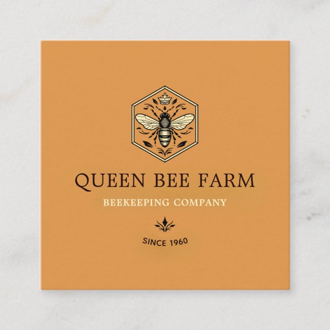 Biodling Apiary Honung Logotyp Design Fyrkantigt Visitkort (Framsida)