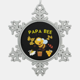 Biodling Art Pappa Bee Snöflinga Pewter Julgransprydnad