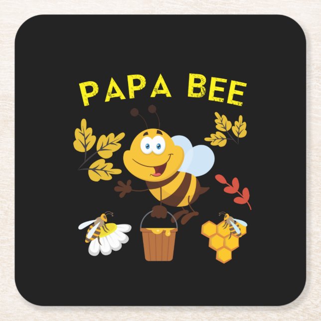 Biodling Art Pappa Bee Underlägg Papper Kvadrat (Framsidan)
