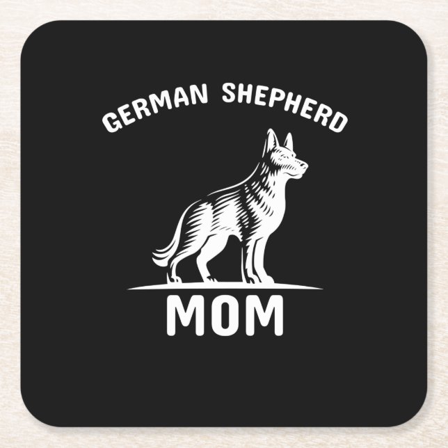 Biodling Art Tysk Shepherd Mamma Underlägg Papper Kvadrat (Framsidan)