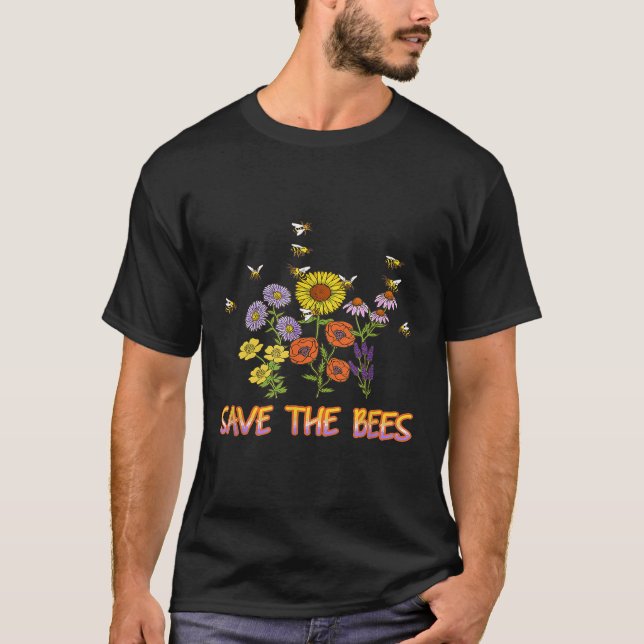 Biodling - Blommor Bee Solros - Biodlare T Shirt (Framsida)