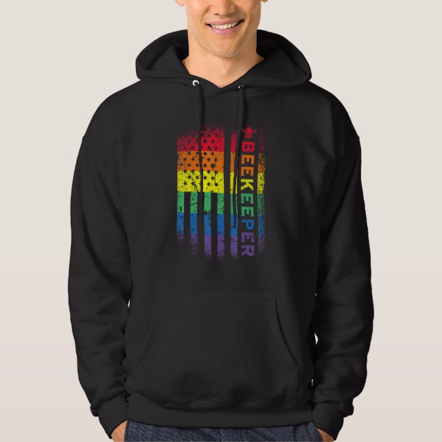 Biodling för biodling i amerikansk Flagga Hoodie (Framsida)