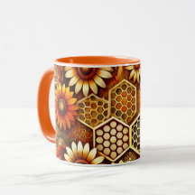 Biodling Mugg | Honeycomb och solrosdesign