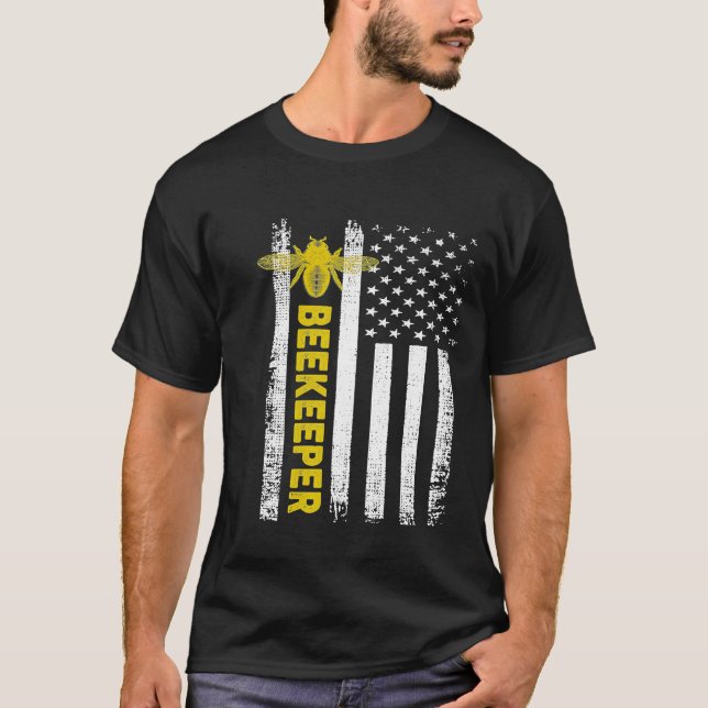 Biodling Retro Stil Patriotic Bee T Shirt (Framsida)