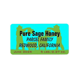 Biodling Silhouette Blue Personlig honey Burk Adressetikett