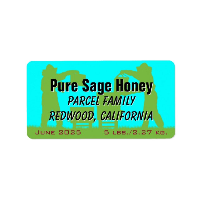 Biodling Silhouette Blue Personlig honey Burk Adressetikett (Framsidan)