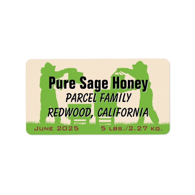 Biodling Silhouette Guld Anpassningsbar Honung Bur Adressetikett (Framsidan)