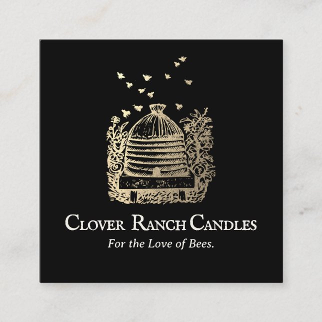 Biodlingsapairy från Guld Bee Biehive Fyrkantigt Visitkort (Framsida)