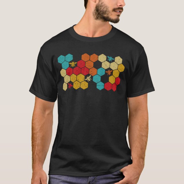 Biodlingsbin Retro Vintage Honeycomb T Shirt (Framsida)