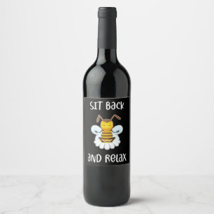 Biodlingsföretag Gift Bee Yoga, sätt dig tillbak Vinflaska Etikett