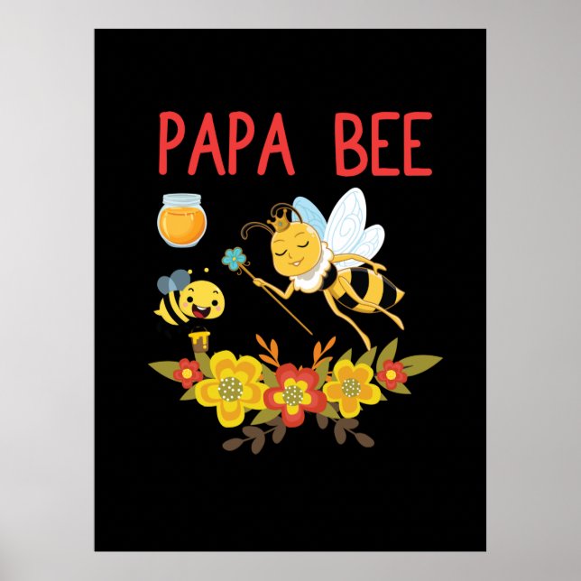 Biodlingsföretag Gift | Pappa Bee Flowers Poster (Framsidan)