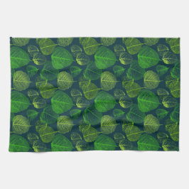 Biofila estetiska Mörk grönt Skeleton Löv Kökshandduk