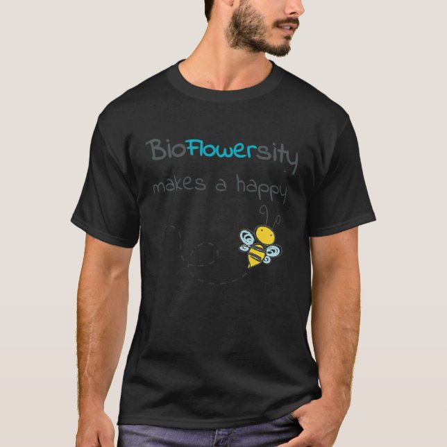 Bioflowersity makes a happy bee t shirt (Framsida)
