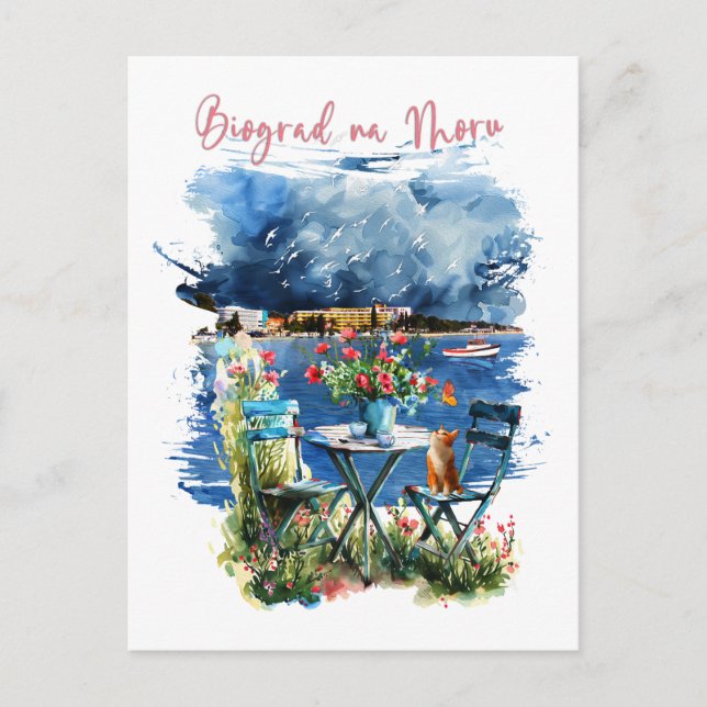 Biograd na moru 3 meddelande vykort (Framsida)