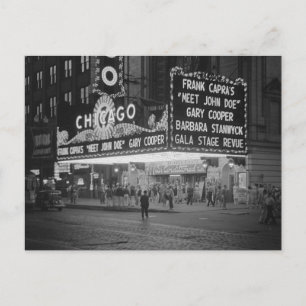 Biograf i Chicago på natten, 1941 Vykort