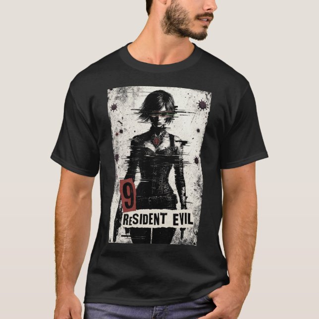 Biohazard Agent: Glitched Horror Heroine T Shirt (Framsida)