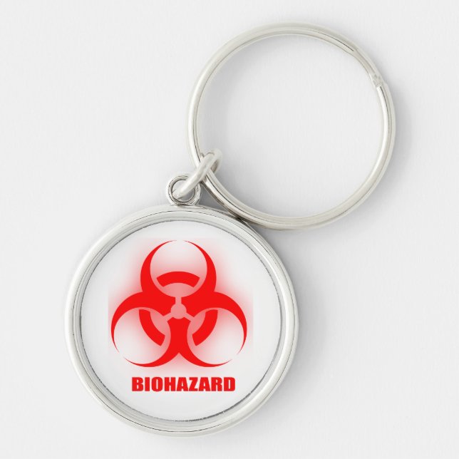 Biohazard Keychain Rund Silverfärgad Nyckelring (Framsidan)