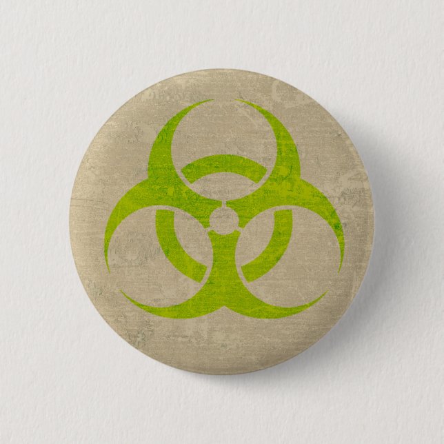 Biohazard Lime Green Grunge Knapp (Framsida)