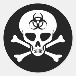 Biohazard Skull & Crossbone-streck Runt Klistermärke