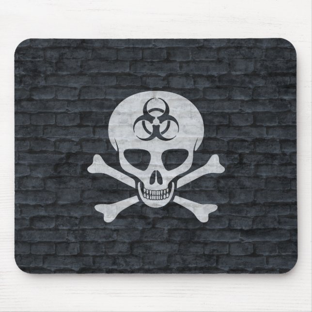 Biohazard Skull med Grått Brick Musmatta (Framsidan)