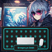 Biohazard Symbols - Blue Cyan on a Black Backgroun