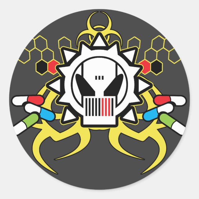 BiohazardTechskalle Runt Klistermärke (Framsida)