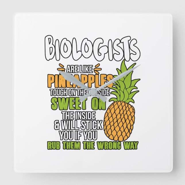 Biologer är som ananas. fyrkantig klocka (Framsida)