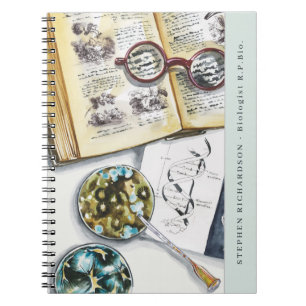 Biologi Biolog Scientist Watercolor Monogram Anteckningsbok