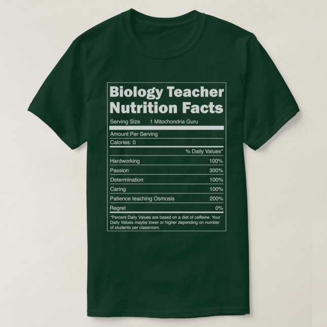 Biologi i skolan Gift Funny Nutrition Facts Biolog T Shirt (Design framsida)