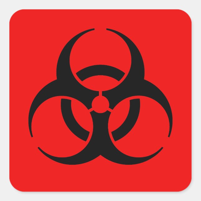 Biologisk fara-symbol fyrkantigt klistermärke (Framsida)