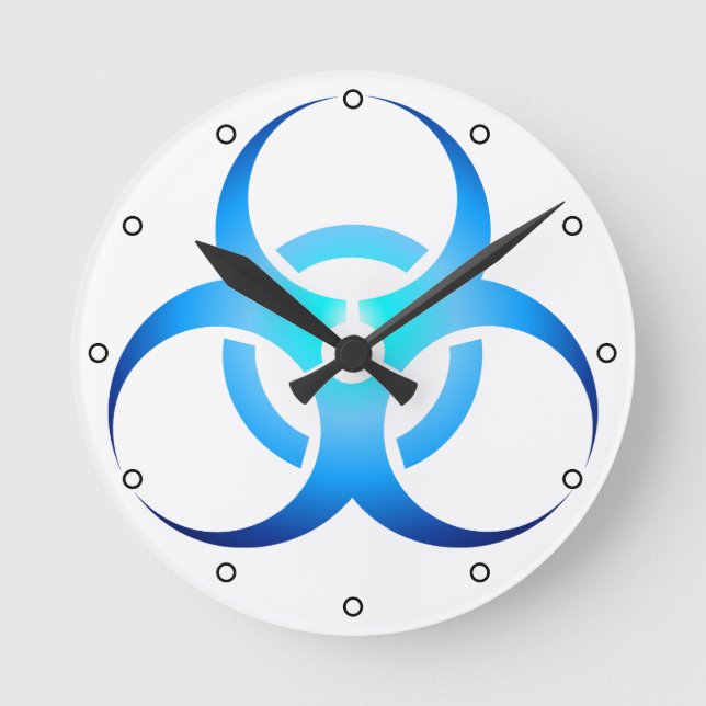 Biologisk risk Symbol blå med punkter Rund Klocka (Framsida)