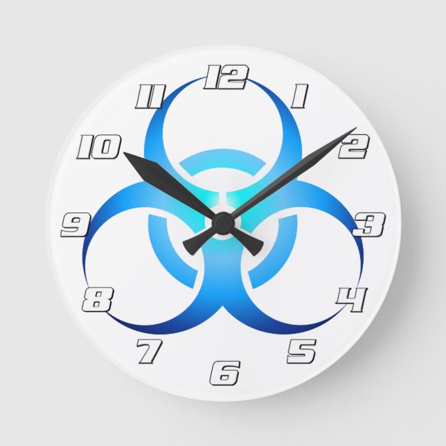 Biologisk risk Symbol blå med siffror Rund Klocka (Framsida)