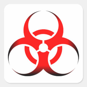 Biologisk risk Symbol röd och svart Fyrkantigt Klistermärke