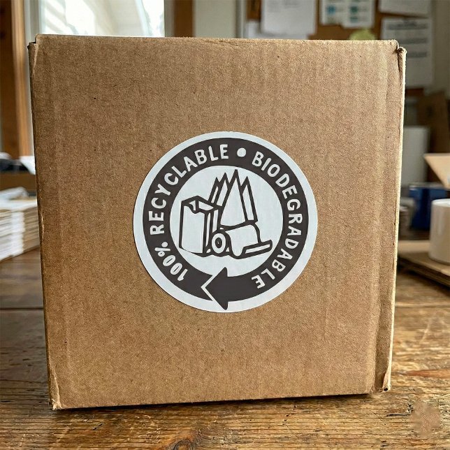 Biologiskt nedbrytbara fästdon runt klistermärke (Skapare uppladdad)