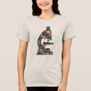 Biology Hawaiian Blommigt Microscope T-shirt