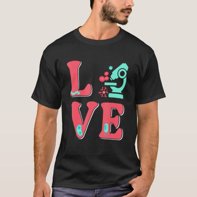 Biology Love Biologist Microscope Microbiology T Shirt (Framsida)