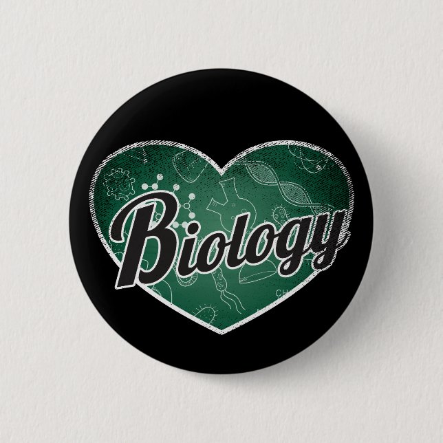 Biology Retro Heart Blackboard Kärlek Knapp (Framsida)