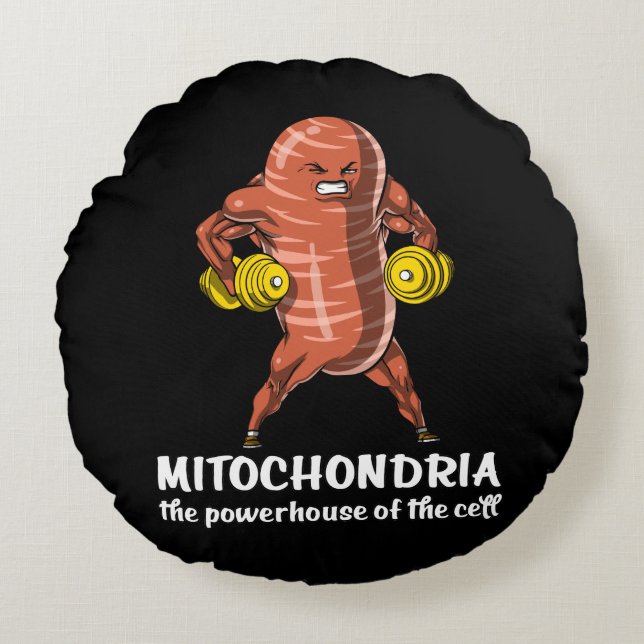 Biology Science Mitochondria Funny Joke Rund Kudde (Framsidan)