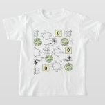 Biology Science Student Cell Genetics Neurd Nerd T Shirt<br><div class="desc">Grönt och gult med biologidiagram: Krebs cykel,  ett Punnett Square,  ett neuron,  bakterieceller under ett mikroskop och det periodiska kolet bord inslag. Underbar för studenter,  framtida vetenskapsmän eller framtida biologihärskare.</div>