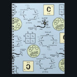 Biology Science Teacher Cell Genetics Neurd Nerd Anteckningsbok<br><div class="desc">Blått,  grönt och gult med biologidiagram: Krebs cykel,  ett Punnett Square,  ett neuron,  bakterieceller under ett mikroskop och det periodiska kolet bord inslag. Underbar för lärare,  vetenskapsmän eller biologer.</div>