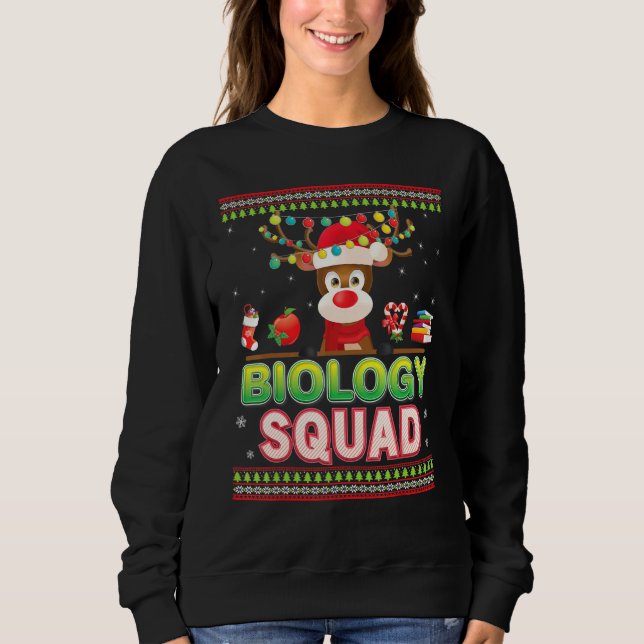 Biology Squad jul Reindeer Santa Hat Student T Shirt (Framsida)