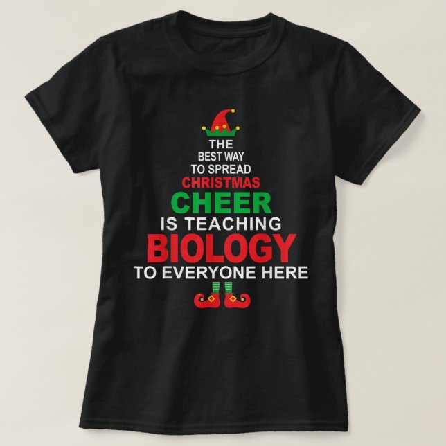 Biology Teacher jul - Elf-julturen T Shirt (Design framsida)