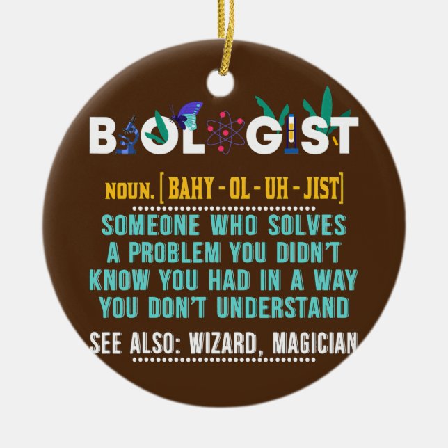 Biololog Funny Gift for Biology Teacher Julgransprydnad Keramik (Framsidan)