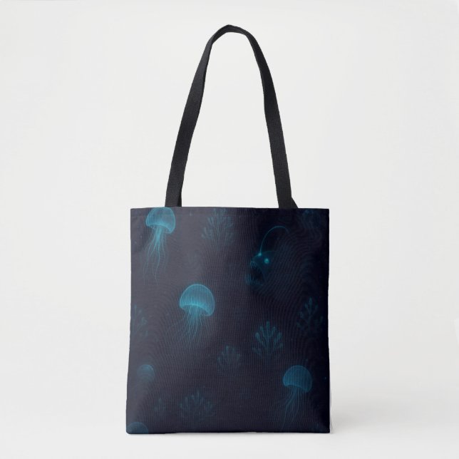 Bioluminescent Deep-Sea Glow Pattern Tote Tygkasse (Framsida)