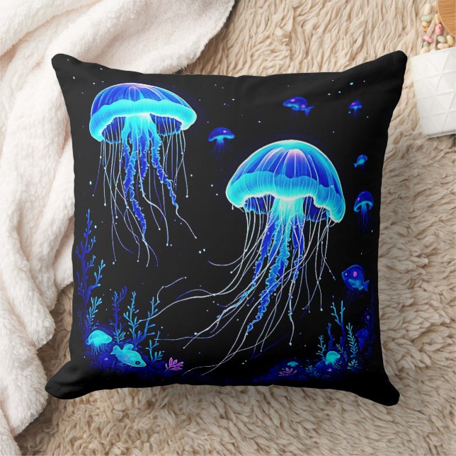 Bioluminescent Jellyfish Dream Kudde (Filt)