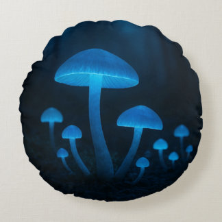 Bioluminescent Mushroom Forest Rund Kudde