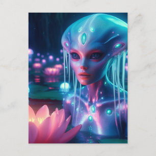 Bioluminiscens Swimming Alien Vykort