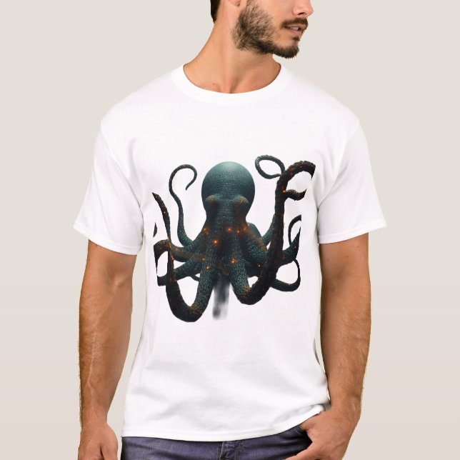 Bioluminiscent Djuphavsbläckfisk Grafisk T-Shirt - (Framsida)